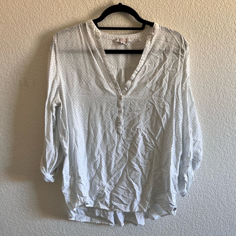 Espirit polka dot half buttoned blouse